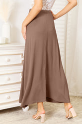 Double Take Full Size Soft Rayon Drawstring Waist Maxi Skirt OutfitFlow